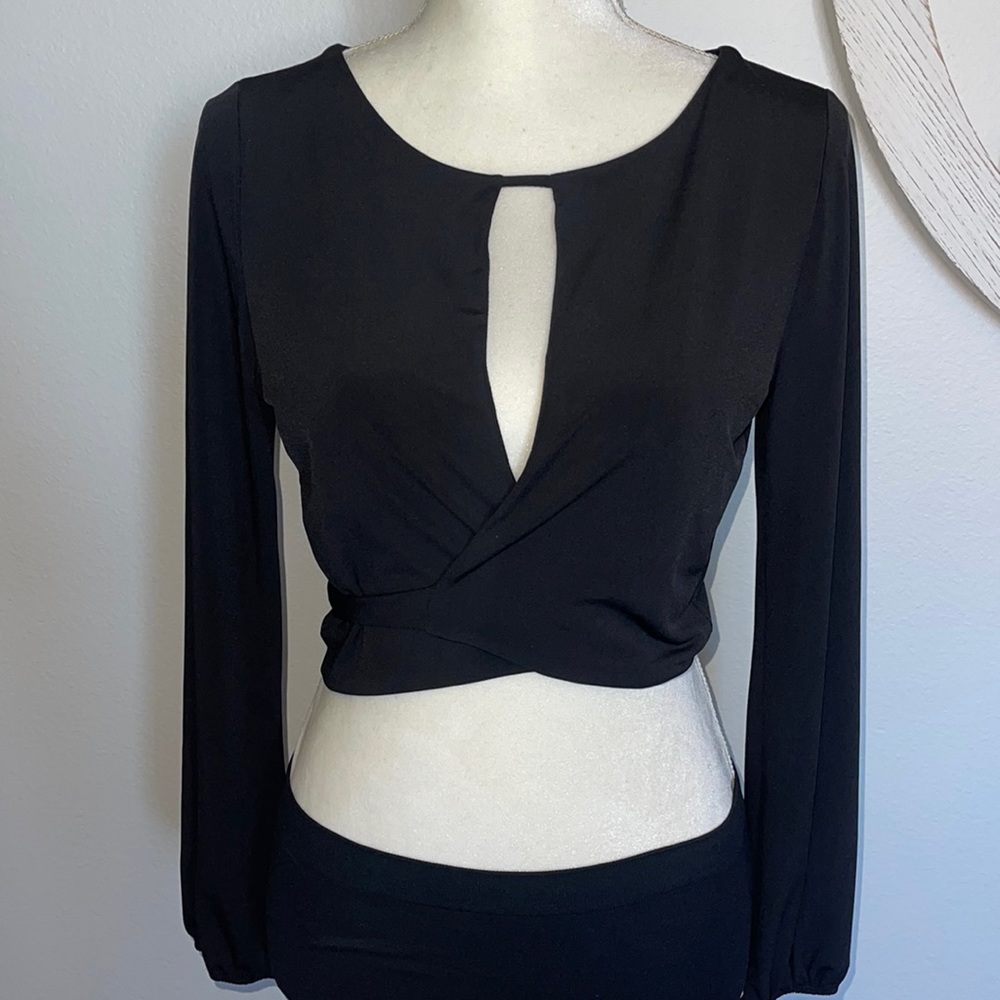 Fashion Nova Long Sleeve Black Crop Top